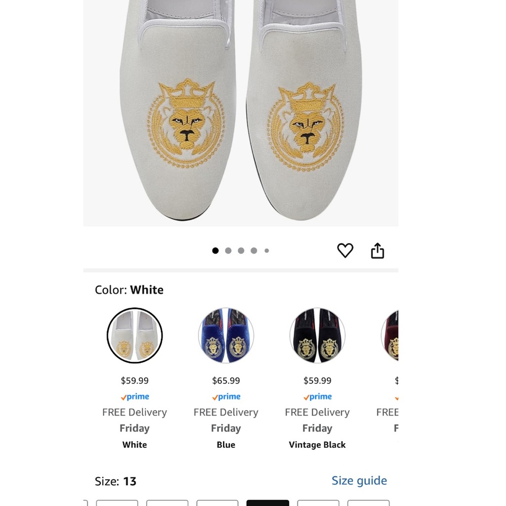 Elan White Slippers with Gold Lion Design